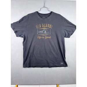 Life is Good Mens XXL Old School Truck Graphic T-Shirt Charcoal Grey Classic Fit